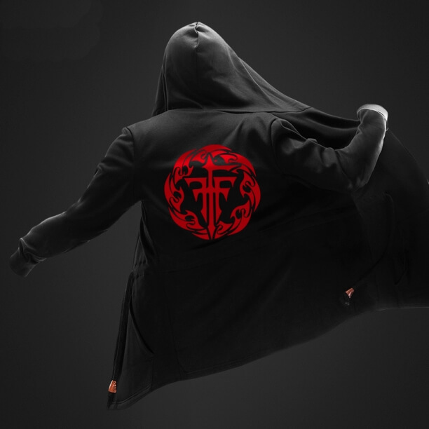 Cool FFF Long Hoodie Men Black Hooded Coats
