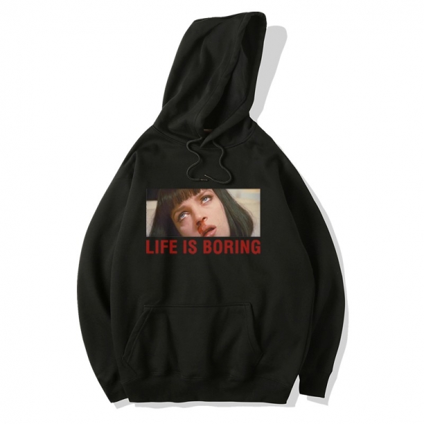 <p>Felpa con cappuccio nero Life Is Boring Felpe con cappuccio</p>
