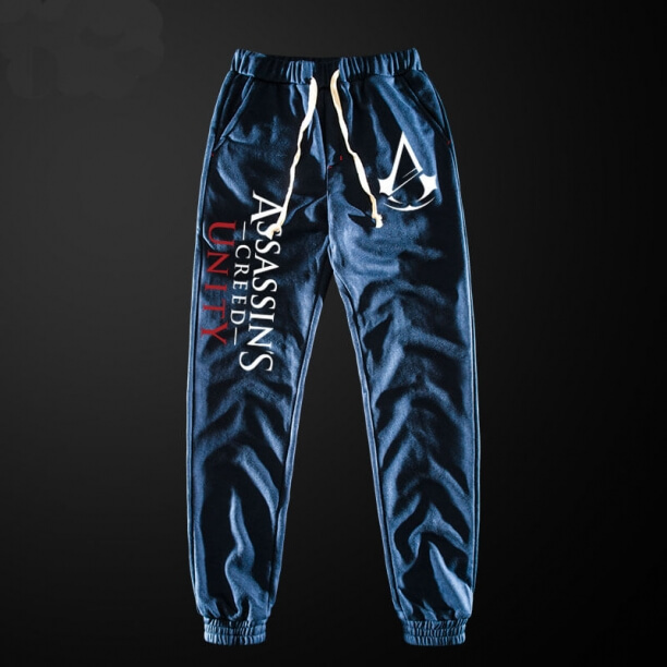 Assassin's Creed Sweatpants Men กางเกงดินสอสีฟ้า