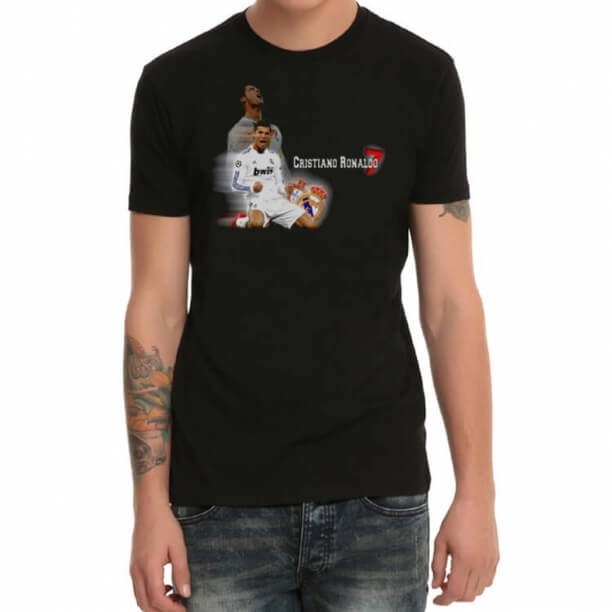 C Ronaldo Portugal Football Team Black T-Shirt