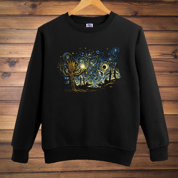 Fajna Bluza Gotg Groot Galaxy Movie Czarna Duża męska bluza z kapturem
