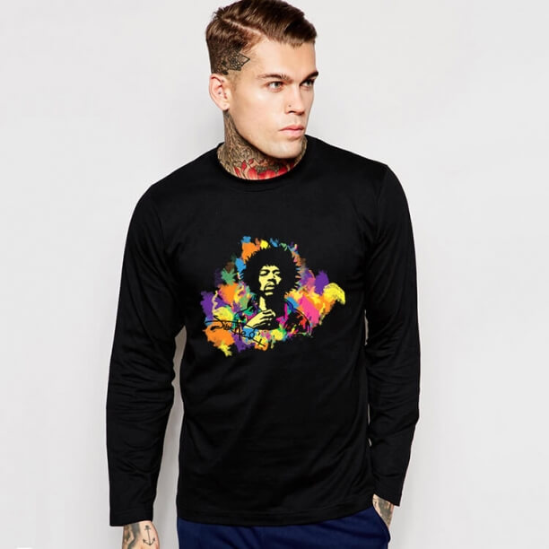 Jimi Hendrix Long Sleeve T-Shirt Rock Music Team Tee