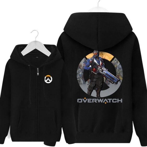 監視 Soldier76 パーカーメンズブラックソルジャー76グッズ