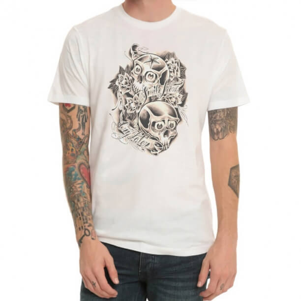 T-shirt blanc impression tatouage Rock