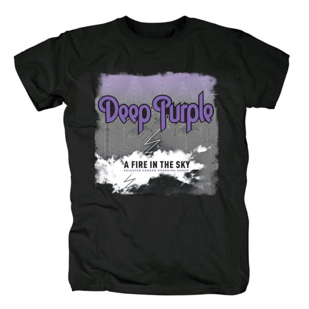 Unikátny hlboký fialový oheň na oblohe Tee Shirts Punk Rock Band T-Shirt