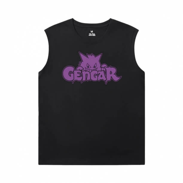 Покемон футболка якість gengar чоловічі без рукавів T сорочки