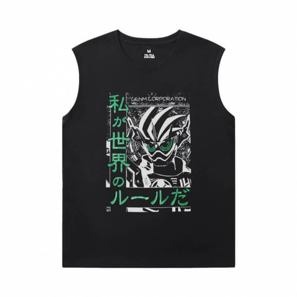 Masked Rider đen không tay áo thun Vintage Anime T-Shirt