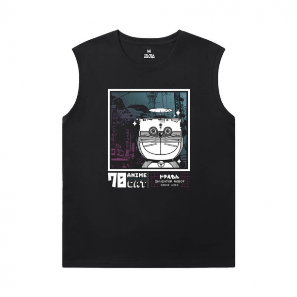 คุณภาพ โปเกมอน Tshirt โดราเอมอน สีดํา แขนกุด เสื้อยืด บุรุษ
