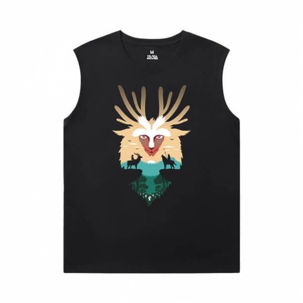 Miyazaki Hayao Princess Mononoke ärmlös tryckt t shirts mens hett ämne Tee