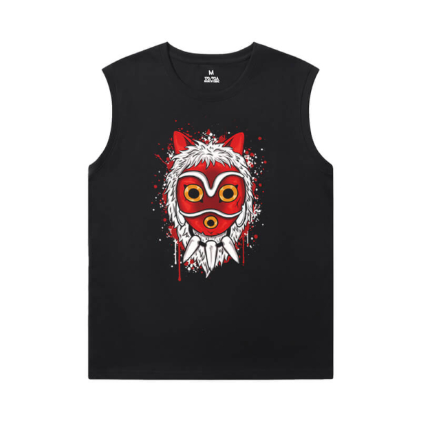 Princess Mononoke Mens Designer Sleeveless T Shirts Miyazaki Hayao Cool Tees