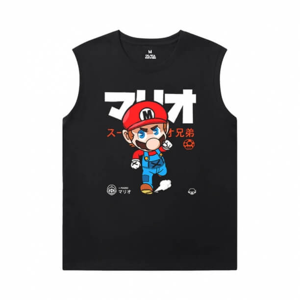 Camisetas Frescas Mario negro camiseta sin mangas hombres