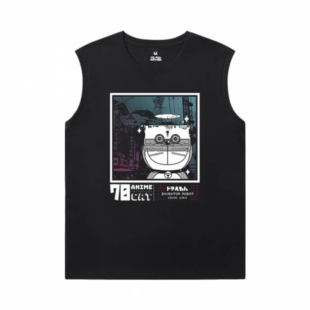 Прохладный кот футболки Doraemon sleeveless T Рубашка для тренажерного зала