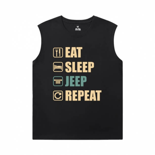 Car Tee Shirt Cotton Jeep Wrangler Custom Sleeveless Shirts