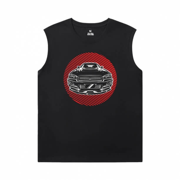 Spor Salonu için Yarış Araba Tee Gömlek Pamuk GTR Erkek Kolsuz T Shirt