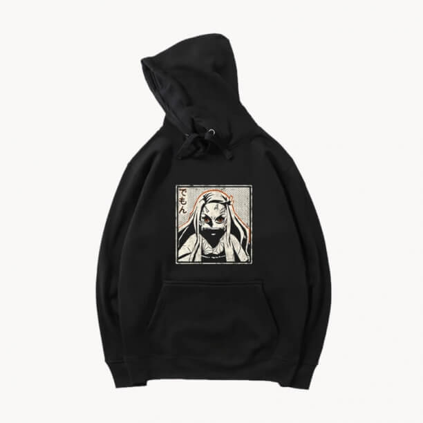 Chaqueta negra Anime Demon Slayer sudadera con capucha