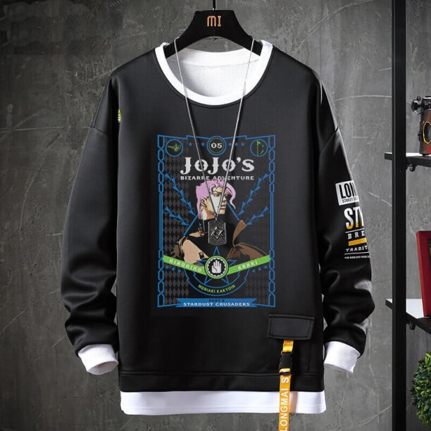 Vintage Anime JoJo's Bizarre Adventure Coat Fake Two-Piece Kujo Jotaro Sweatshirts