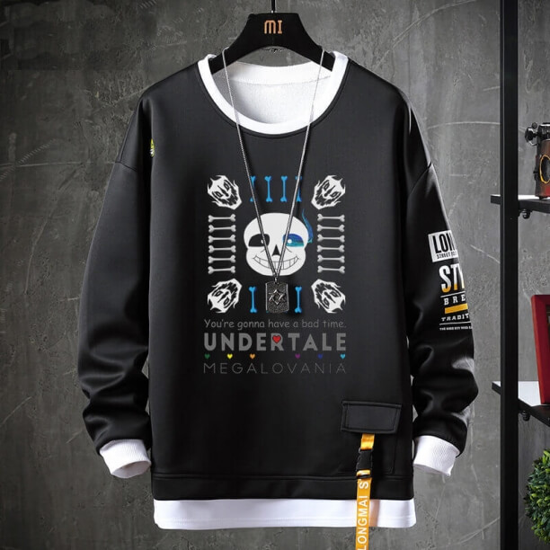 Undertale abrigo falso dos piezas molesto perro cráneo sudaderas