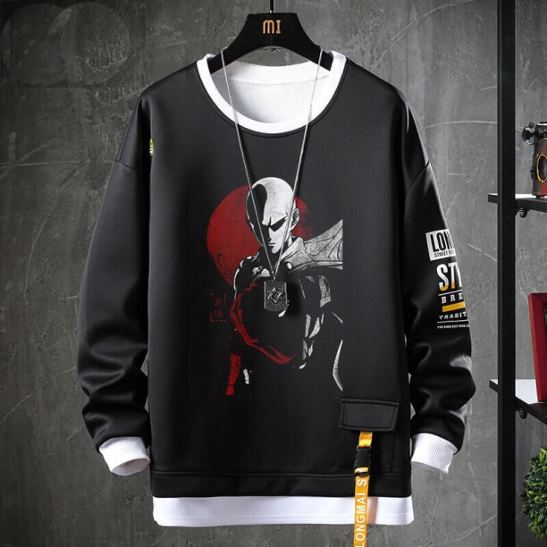 Anime One Punch Man Ceket Sahte İki Parçalı Sweatshirt