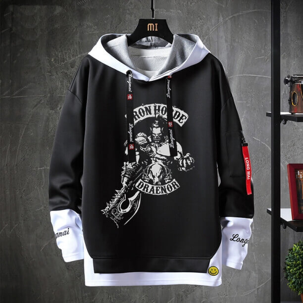 WOW sudadera con capucha clásica falsa de dos piezas