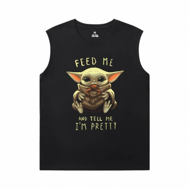 Le T-shirt noir sans manches Yoda De qualité Mandalorian Tees
