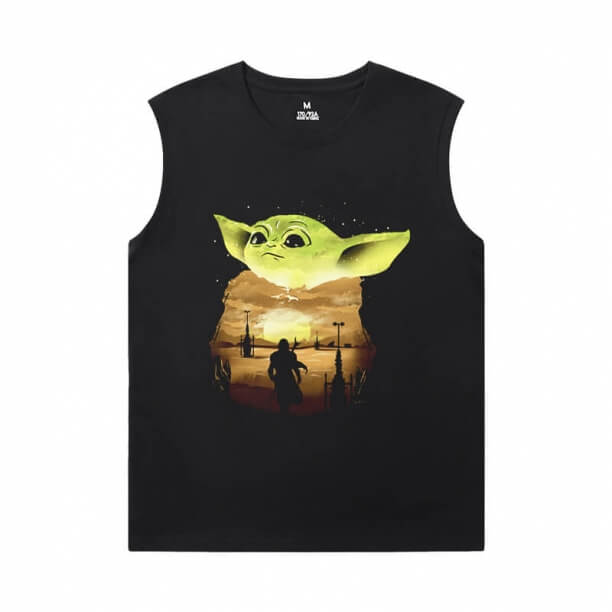Hot Topic Yoda Skjortor Den Mandalorian Svart Ärmlös Skjorta Män