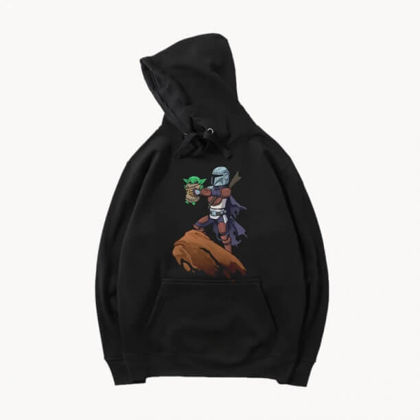 Den Mandalorian Hoodie Kvalitet Yoda hætteklædte jakke