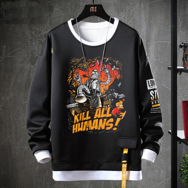 American Anime Futurama Jacket Fake Two-Piece Sweatshirts