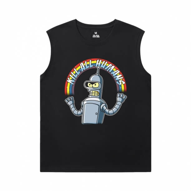 Futurama Shirt American Anime Cool Black Sleeveless T Shirt