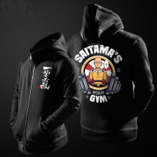 Satu pukulan manusia kaus hitam Mens kapas Zipper Hoody