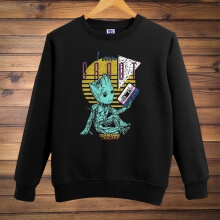 Groot Crewneck Camisola Jardim Da Galáxia Dos Homens Negros Com Capuz
