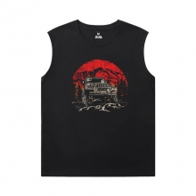 Závodné auto t-shirt bavlnené jeep bez rukávov tričko čierna