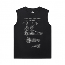 Cotton Rock Shirts Musical Instrument Black Sleeveless Shirt Men
