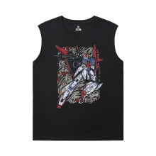Camisa japonesa de anime Gundam Mens Camisas Sem Mangas