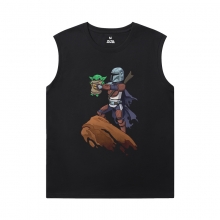 The Mandalorian Tee Cool Yoda Black Sleeveless T Shirt Mens