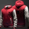 ชายฤดูหนาวแมงมุมเสื้อกันหนาวซิปขึ้นขนแกะสีดำ Hoodie สำหรับเด็กผู้ชาย
