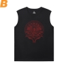 Cthulhu Mythos Sleeveless Printed T Shirts Mens Cotton Necronomicon Tee