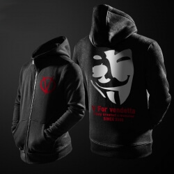 Cool V para la máscara de venganza Zip up sudadera para hombres