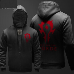 Jogo Horde zipper capuz camisolas Mens inverno capuz velo preto Plus Size