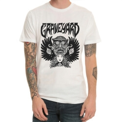 T-tröja för kyrkogård Band Rock T-shirt Vit T-tröja med tung metal