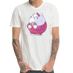 Hello Kitty Super Cute Kartun Mencetak Kaos Putih