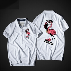 Precioso polo rosa de avestruz camiseta polo blanco rojo para hombres