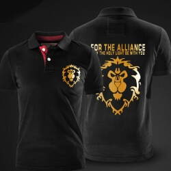 Quality Alliance Logo Polo Shirt World of Warcraft Black Polo T Shirt for Men