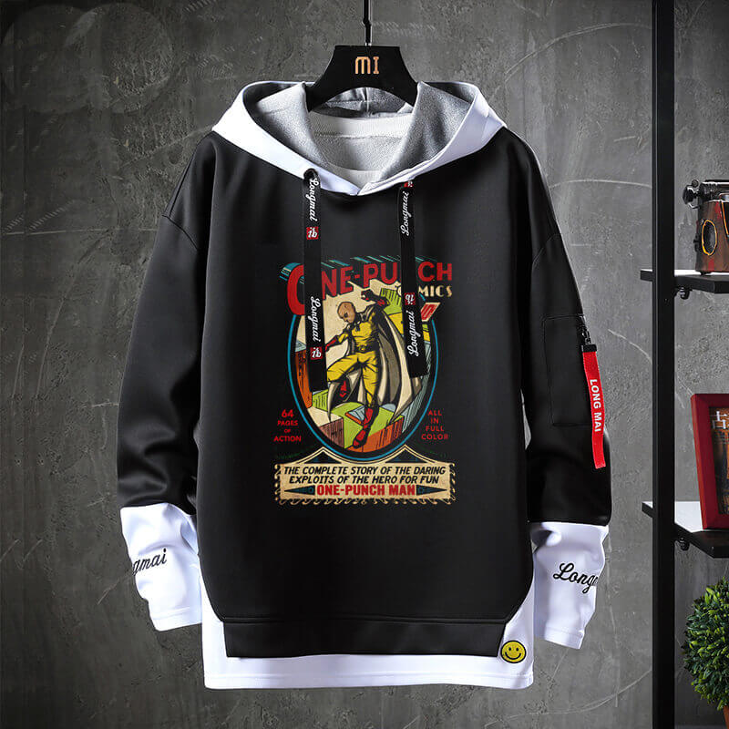 Fake Two Piece Sweater Vintage Anime One Punch Man Sweatshirts WISHINY